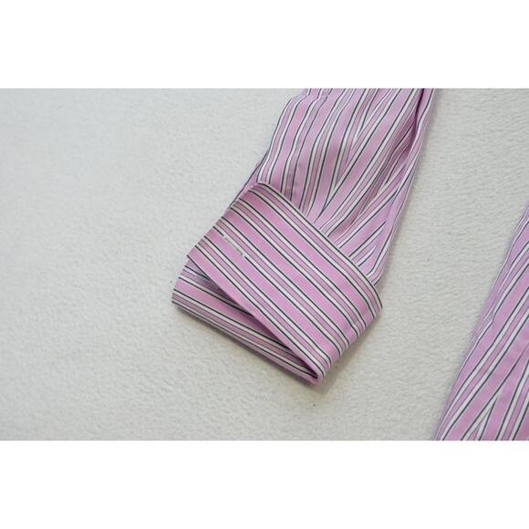 Thomas Pink Dress Shirt Slim Fit French Cuff Designer Striped Mens 16.5-36 Large - Picture 6 of 9